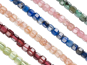 Mini Faceted Gemstone Cube Beads